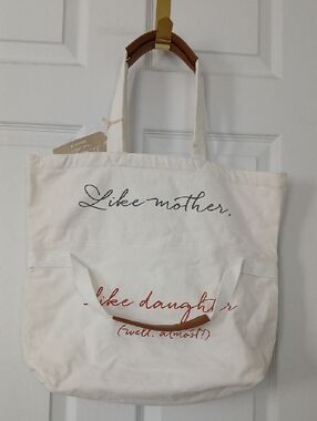 RW&CO. Cream Canvas Tote with Script Print